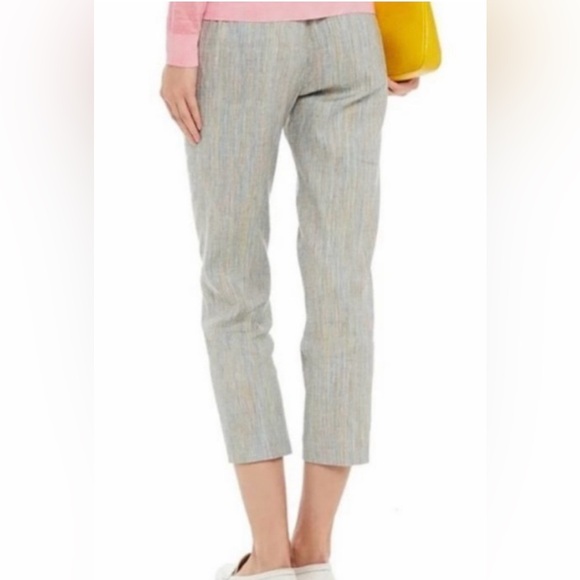 Theory Treeca Pull On Linen Blend Slim Cropped Pants 16 Multi-Colour Pockets - Picture 16 of 16